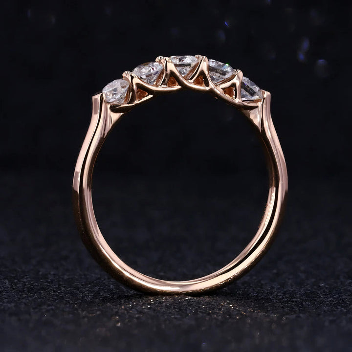 0.75ctw Five-Stone Diamond Ring in 14K Yellow, White, or Rose Gold (3.5mm)