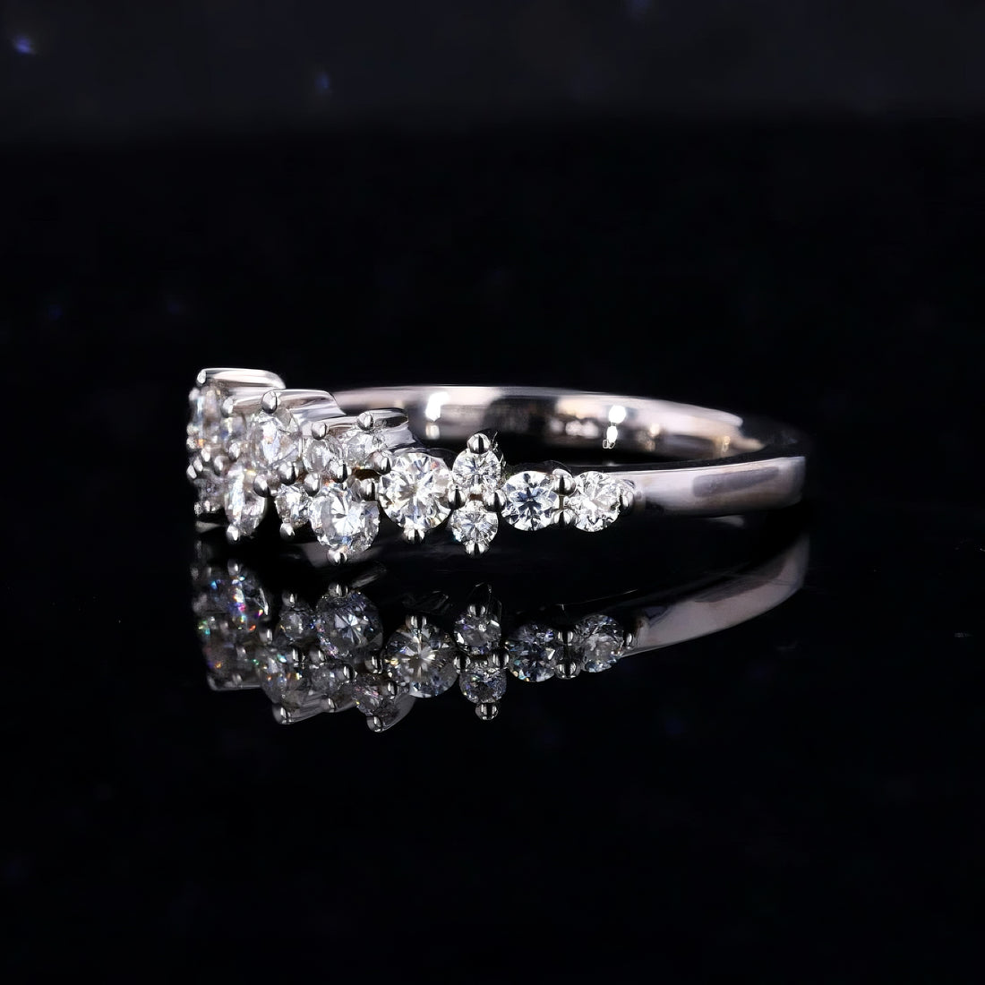 Lab diamond cluster wedding band 4mm, view 6