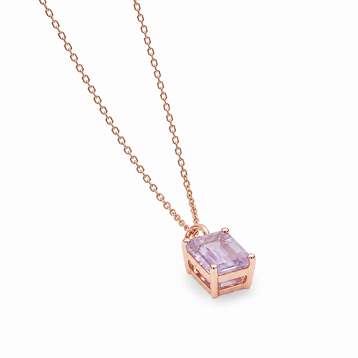 3ct Emerald-Cut Alexandrite Pendant Necklace in 14K Rose Gold (7x9mm)