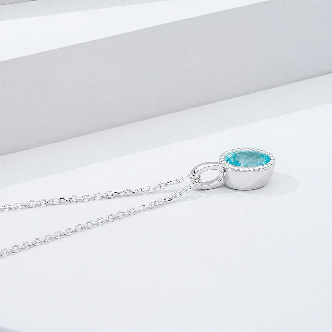 1.25ct Oval Cut Paraiba Pendant Necklace in 14K White Gold (5x7mm)