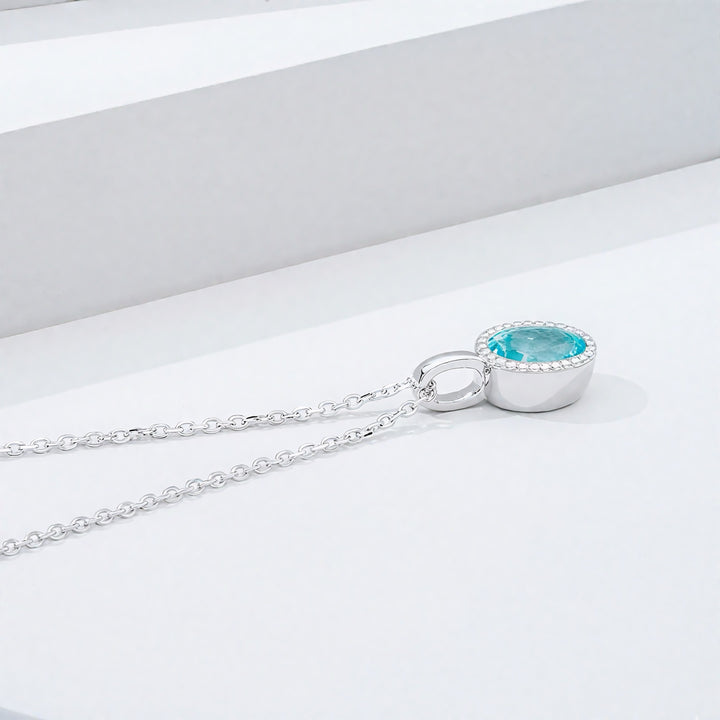 1.25ct Oval Cut Paraiba Pendant Necklace in 14K White Gold (5x7mm)