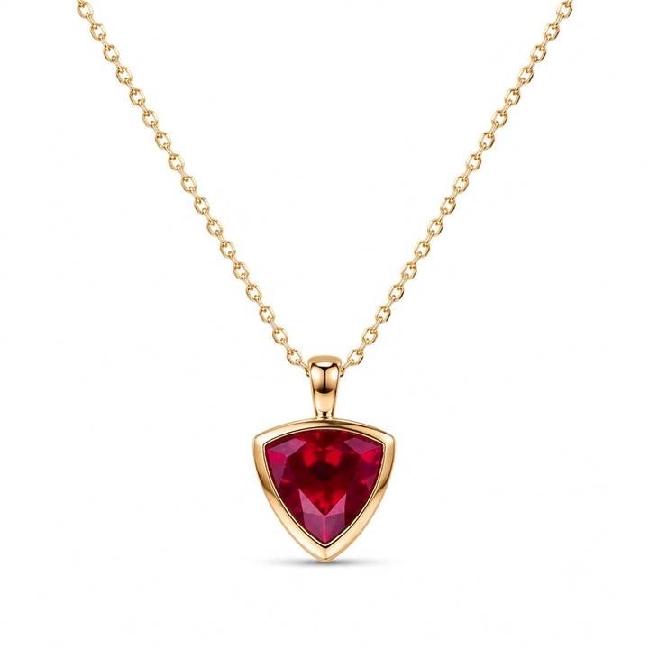 13mm Trillion Cut Ruby Pendant Necklace