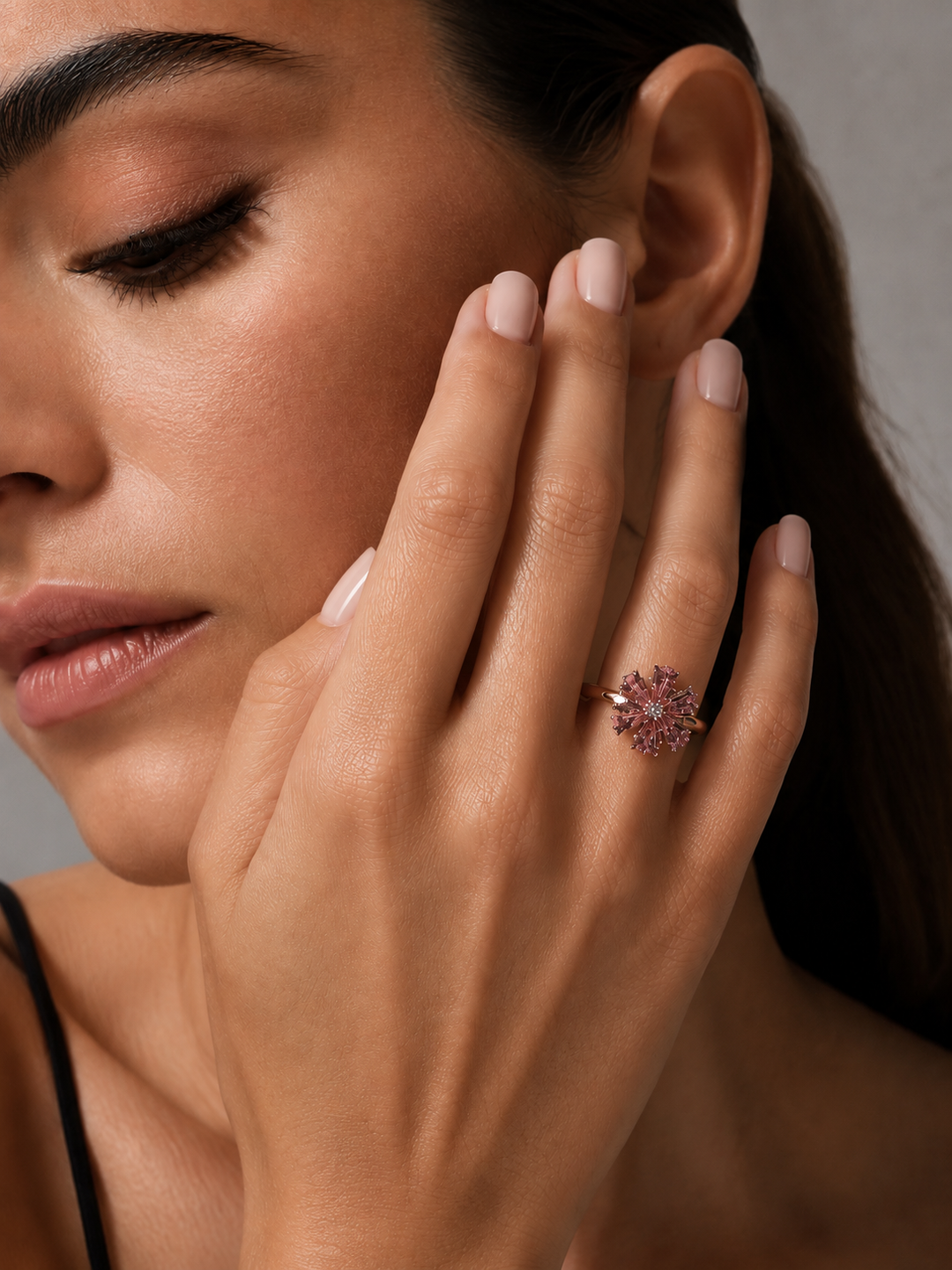 The Cherry Blossom — Six Petal Pink Sapphire Flower Ring