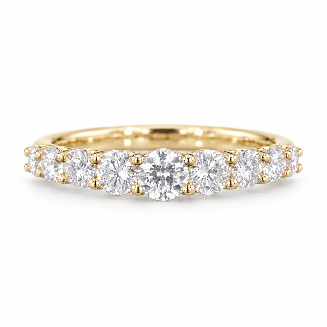 Single-Row Lab Diamond Cluster Ring in yellow gold
