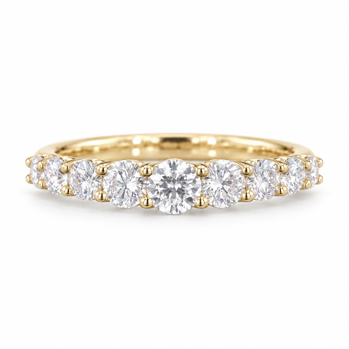 Single-Row Lab Diamond Cluster Ring in yellow gold