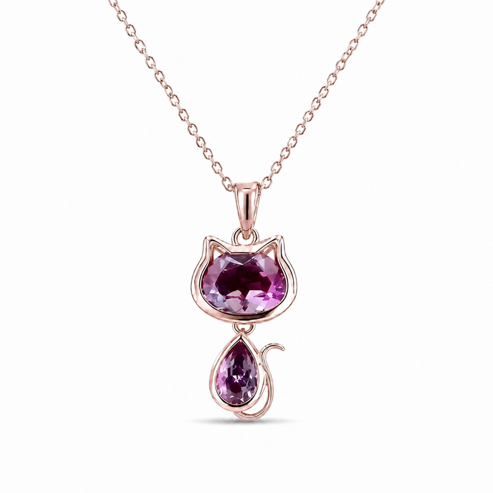 1.75ct Oval & Pear-Cut Alexandrite Cat Pendant Necklace in 14K Yellow Gold (6x8mm, 3x6mm)