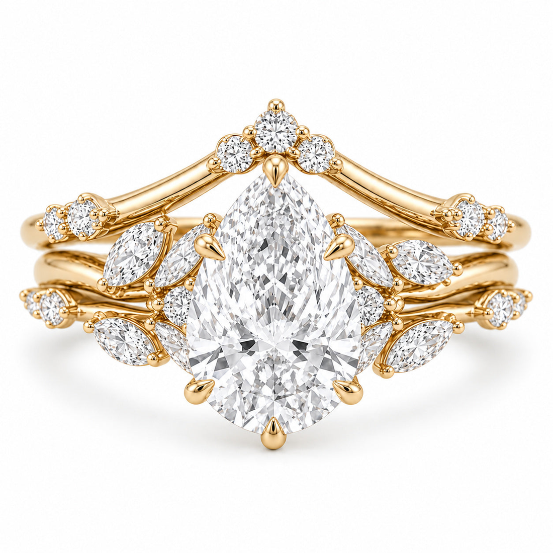 The Magnolia pear lab diamond vine engagement ring, view 4