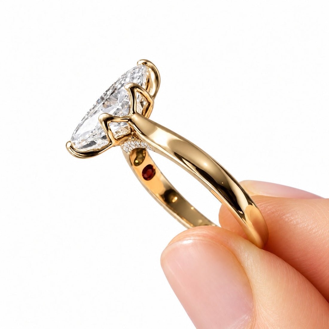 The Lotus marquise lab diamond engagement ring, view 6