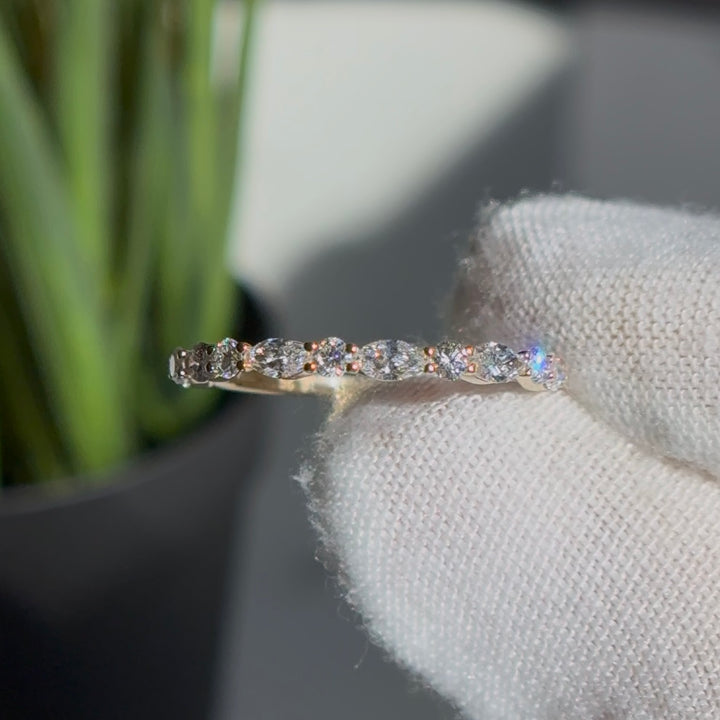 Customized™ 0.535ctw Lab-Grown Diamond Half-Eternity Round/Marquise Band Ring in Yellow Gold