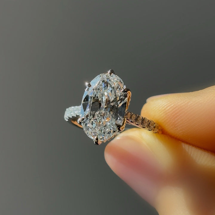 3.00ct Oval-Cut Lab-Grown Diamond Ring, "The Lotus Lace Bold"