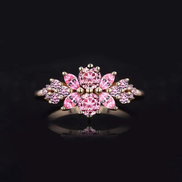 Floral Moissanite 14k Yellow Gold Ring Collection
