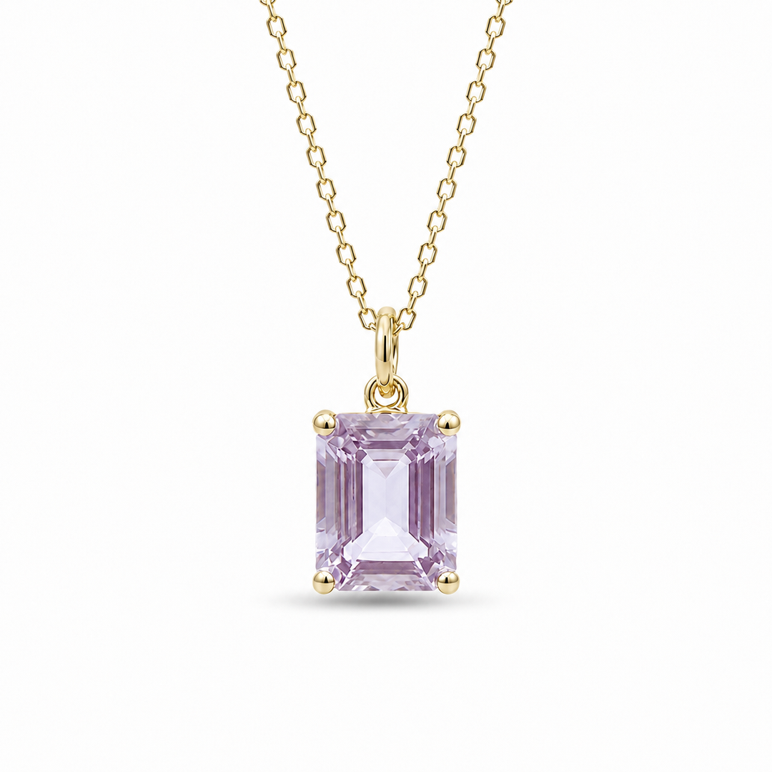 3ct Emerald-Cut Alexandrite Pendant Necklace in 14K Rose Gold (7x9mm)