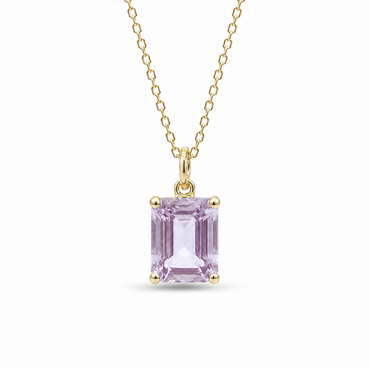 3ct Emerald-Cut Alexandrite Pendant Necklace in 14K Rose Gold (7x9mm)