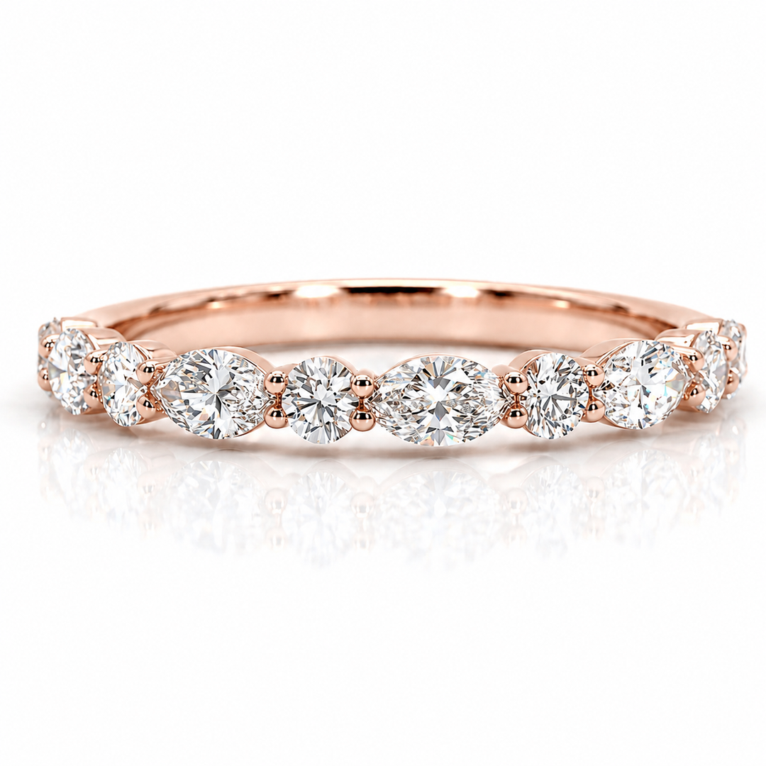 Round & Marquise Diamond Half-Eternity Band (0.535ctw)