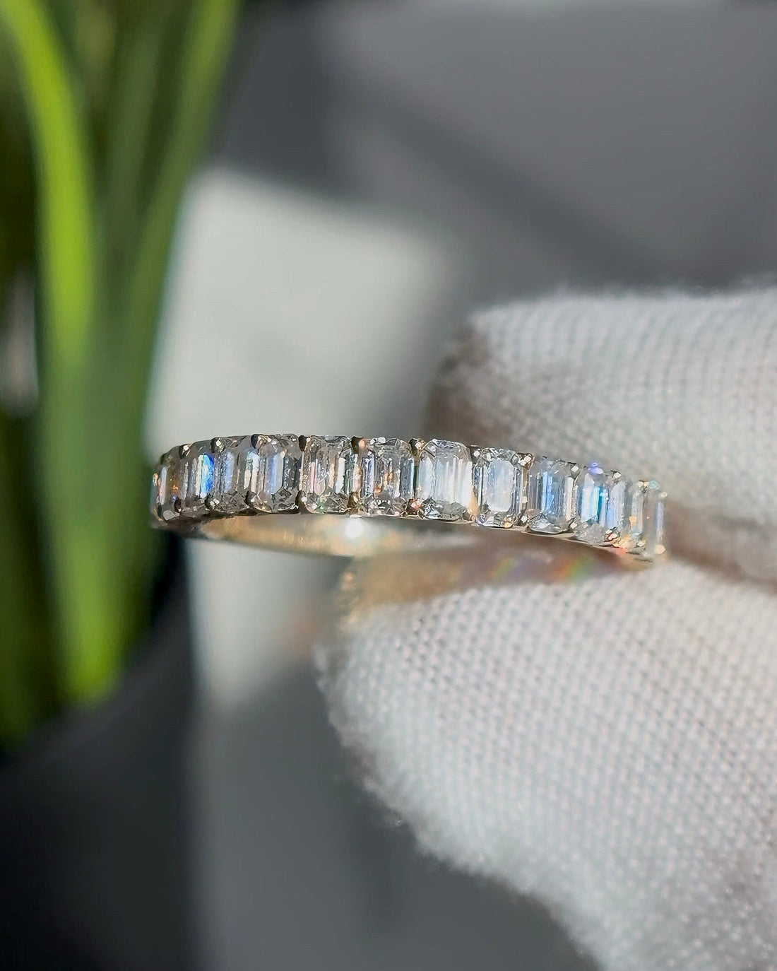 Emerald-cut lab diamond half-eternity band, 2.5mm, view 9