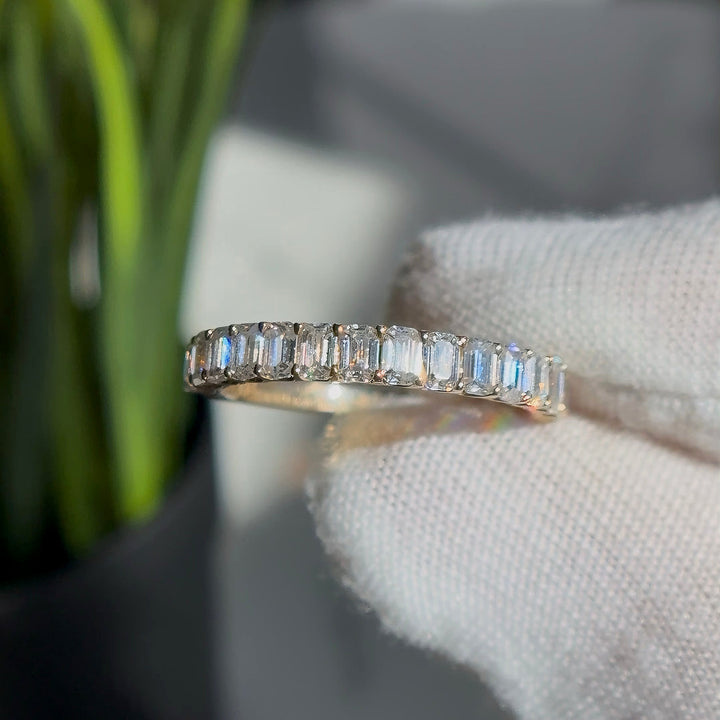 1.50ctw Emerald Lab-Grown Diamond Half-Eternity Band Ring in Yellow Gold