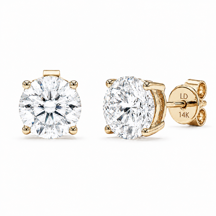 Classic Four-Prong Diamond Earrings in 14K Gold or Platinum