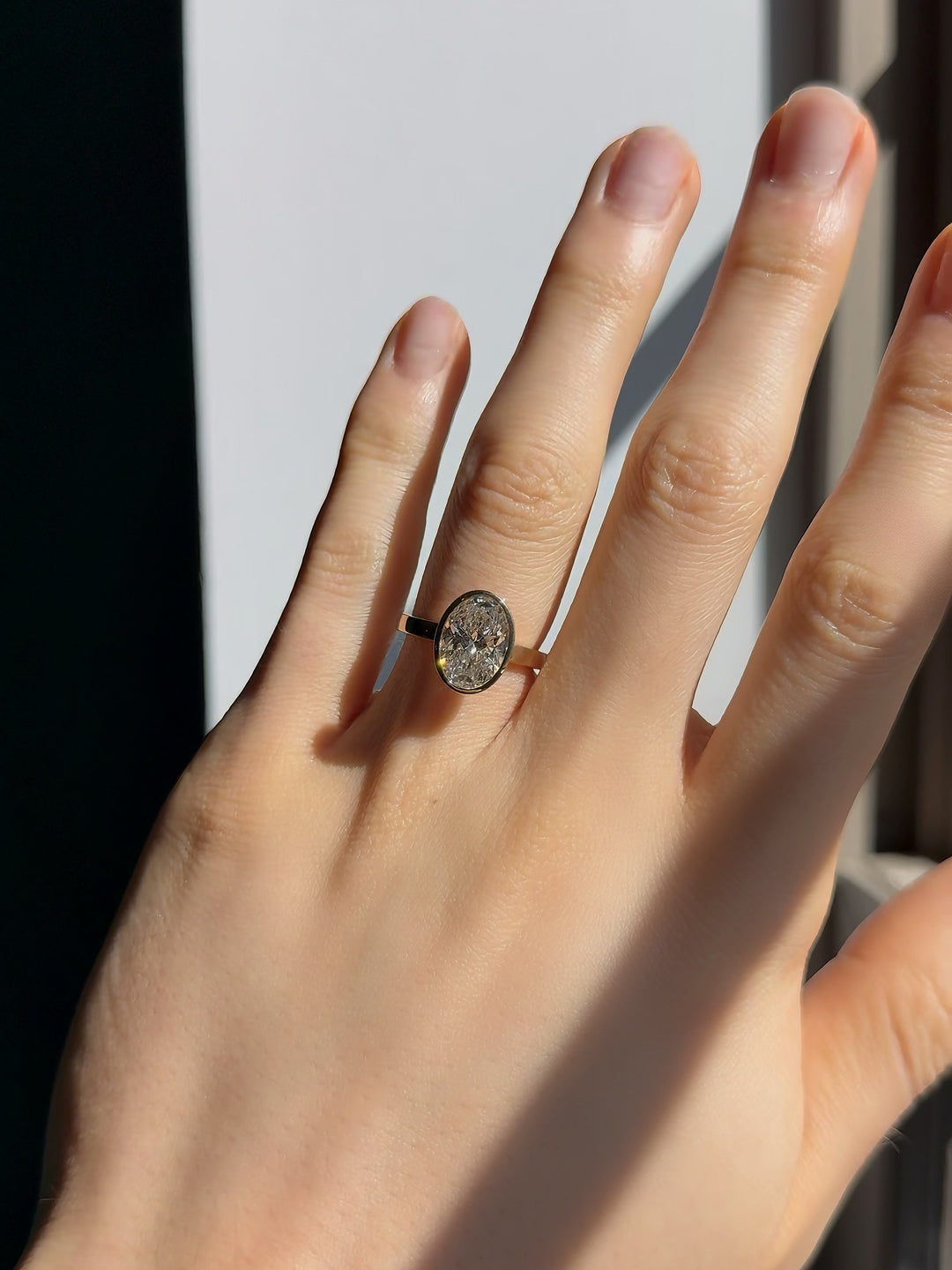 3.00ct Oval Lab-Grown Diamond Bezel-Set Ring, "The Modernist"