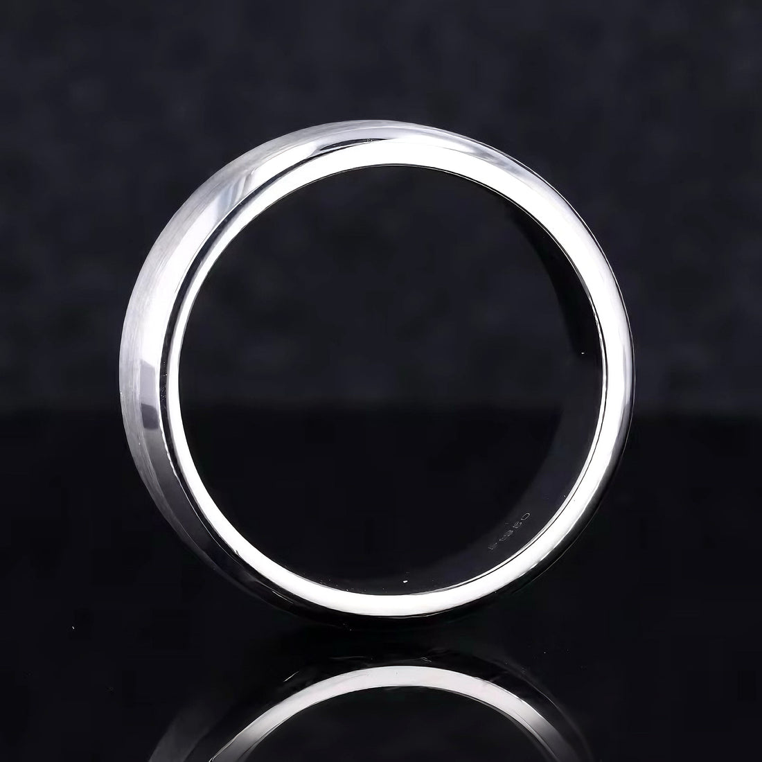 Brushed beveled wedding band, 6mm platinum, view 4