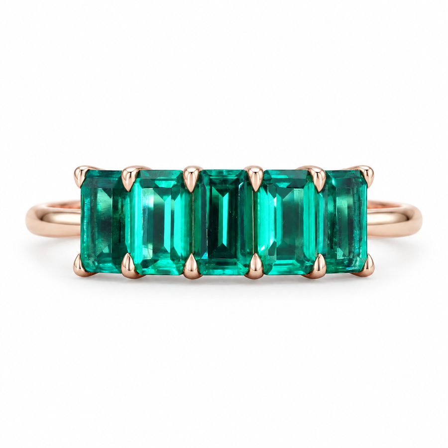 Zambian Emerald Five-Stone Ring (3x5mm, 1.20ctw)