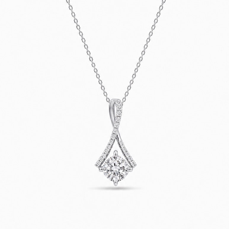 5mm, 0.5ct Round Cut Lab Diamond Pendant with Infinity Pavé-Bail Necklace