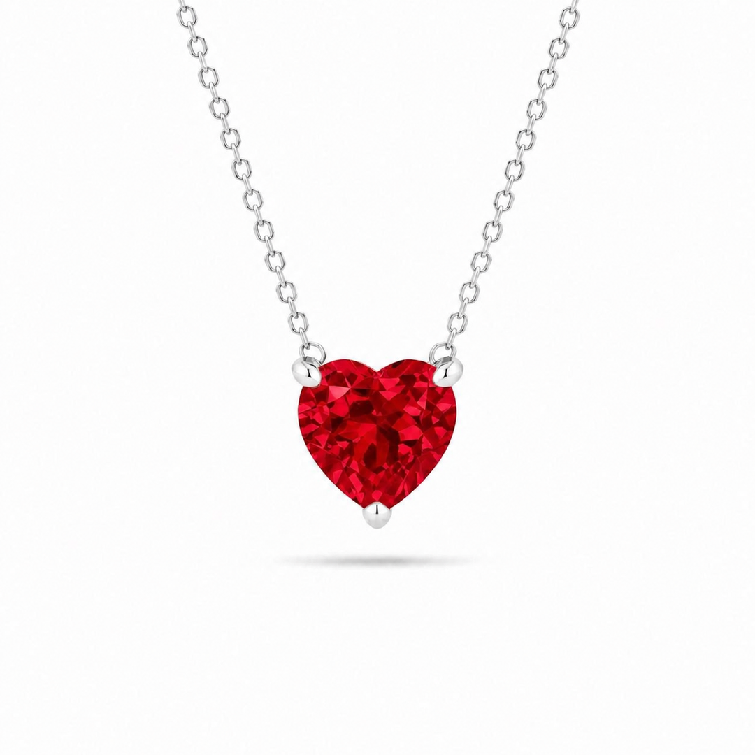 10mm Heart Cut Ruby Pendant Necklace