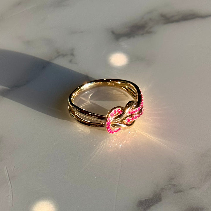 Customized™ 0.25ctw Natural Ruby Knot Ring in Yellow Gold