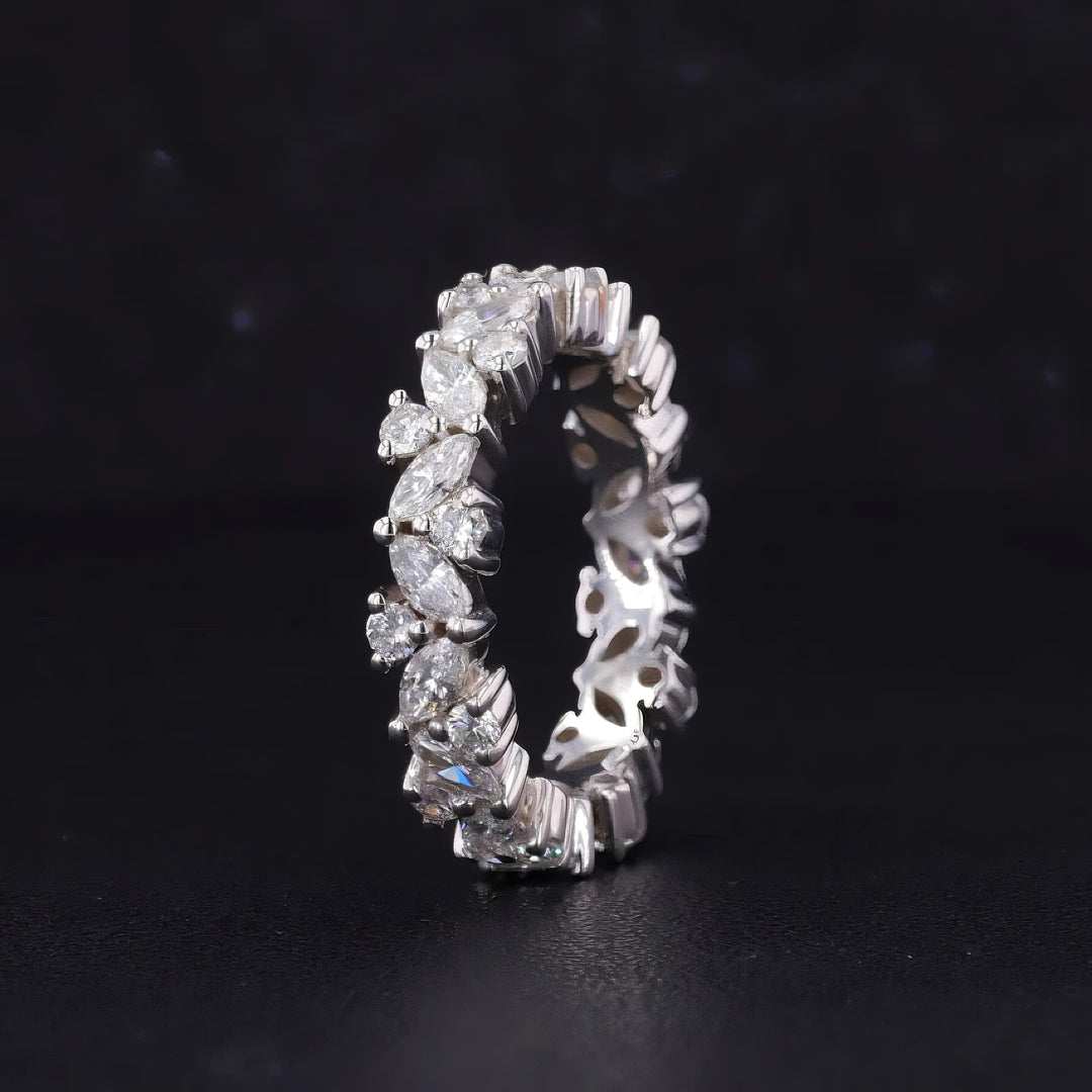 2.40ctw Marquise & Round Diamond Eternity Band in 14K/18K White Gold (4.3mm)