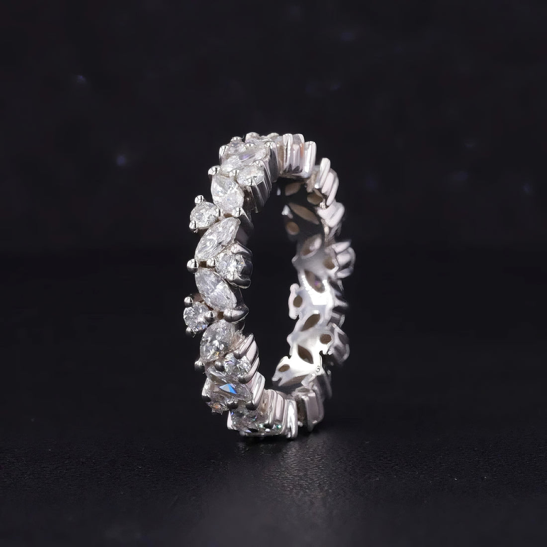 Marquise and round lab diamond eternity band 2.40ctw, view 5