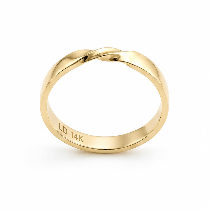 The Chevron Twist — 3mm Solid Gold Wedding Band