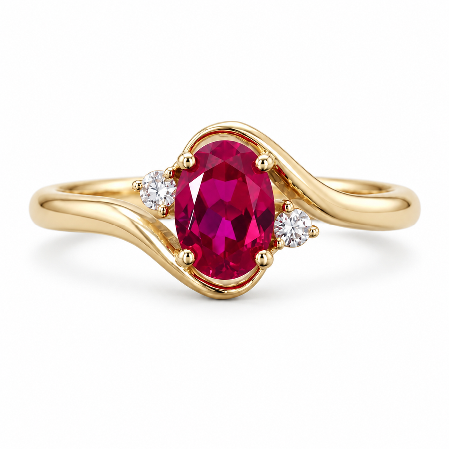 The Briar — Oval Lab Ruby Twisted Band Ring