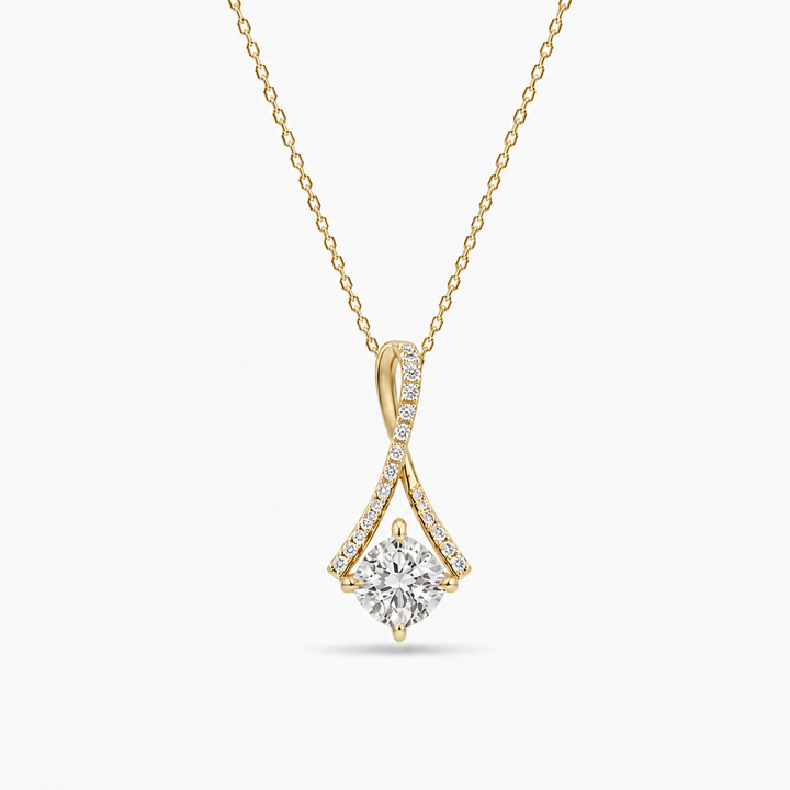 5mm, 0.5ct Round Cut Lab Diamond Pendant with Infinity Pavé-Bail Necklace