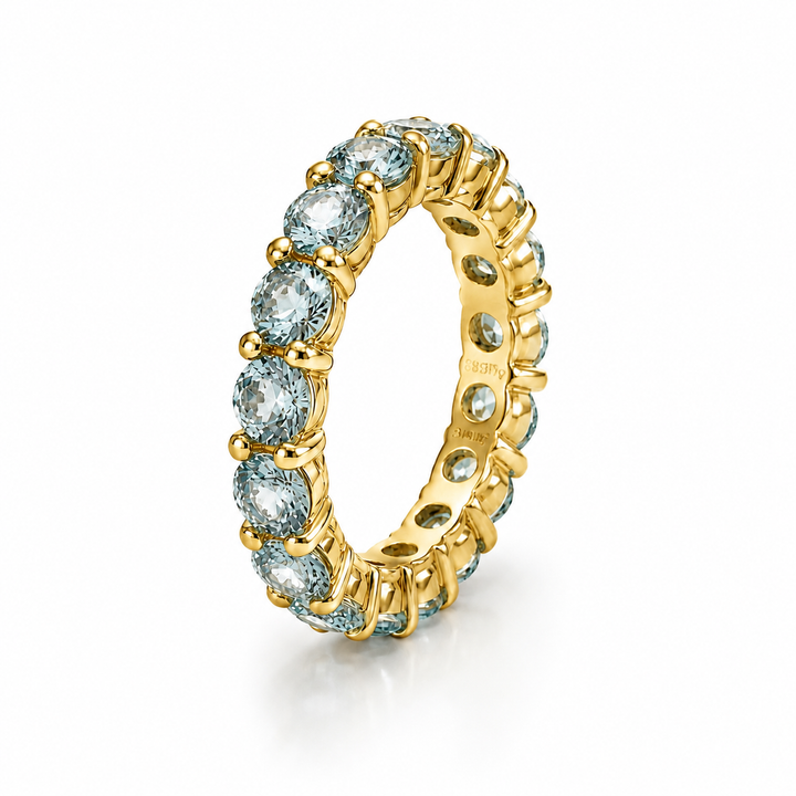 4*4mm Round Cut Paraiba Tourmaline Eternity Ring
