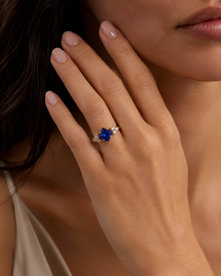 The Vesper — Blue Princess Sapphire with Diamond Accents Ring