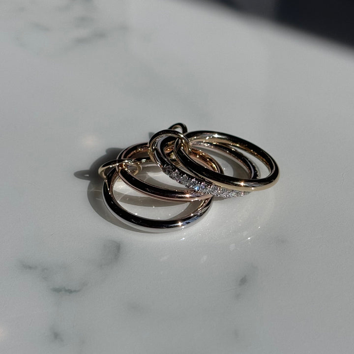 Customized™ Quadruple Diamond Stacking/Modular Band Ring in 14K Yellow/Rose/White Gold
