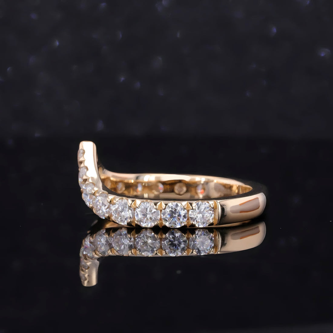 Lab diamond chevron stacking band, view 6