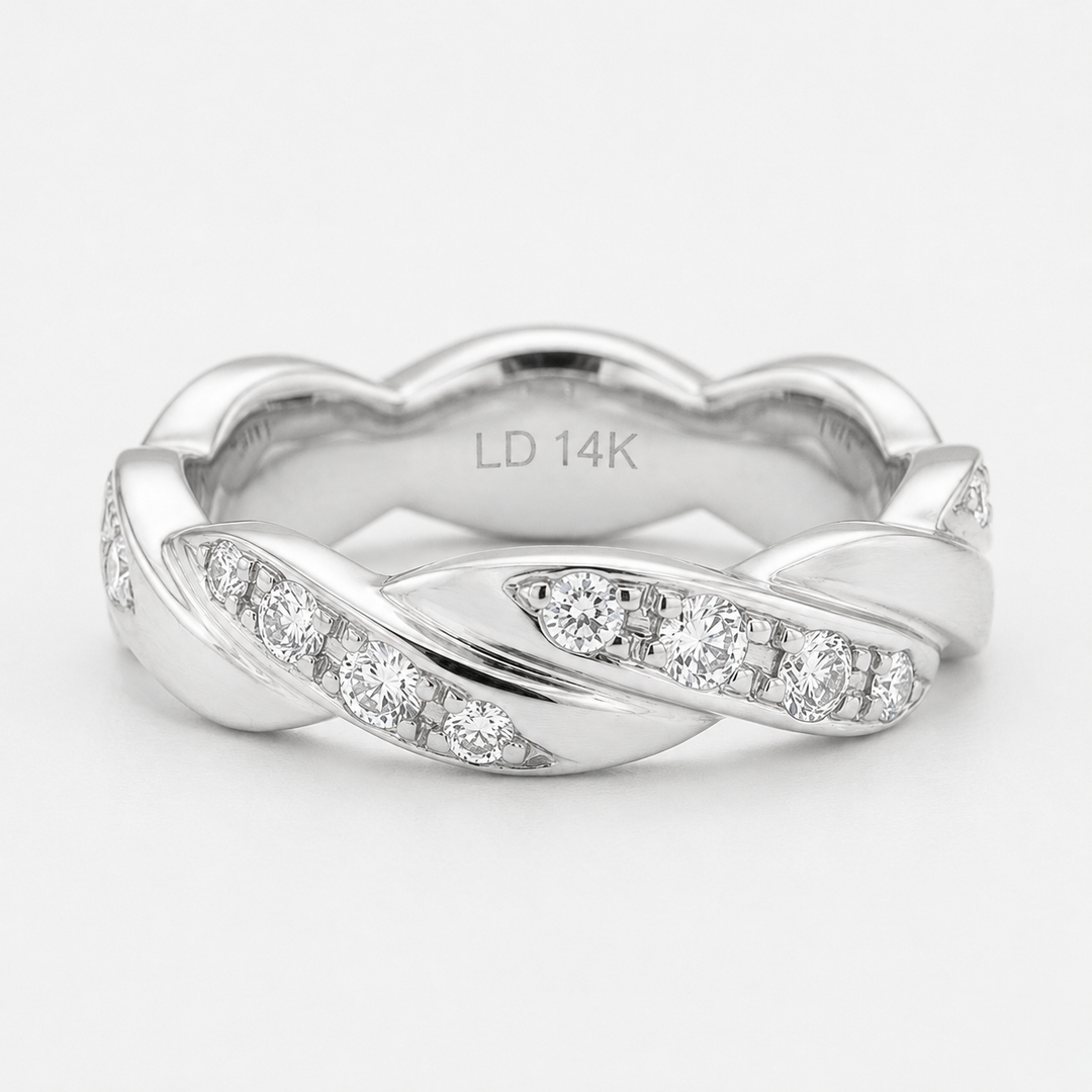 The Vine Twist — 5mm Diamond Wedding Band