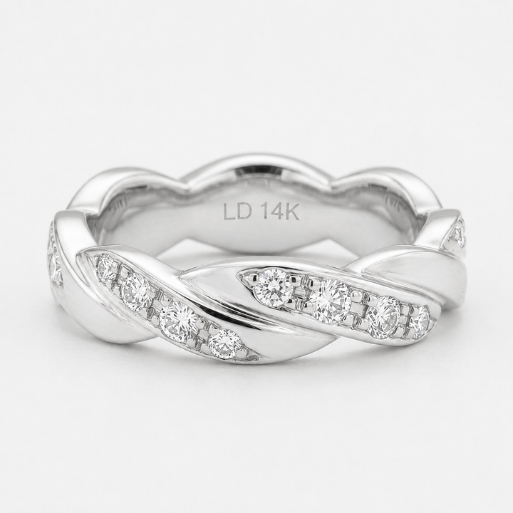 The Vine Twist — 5mm Diamond Wedding Band