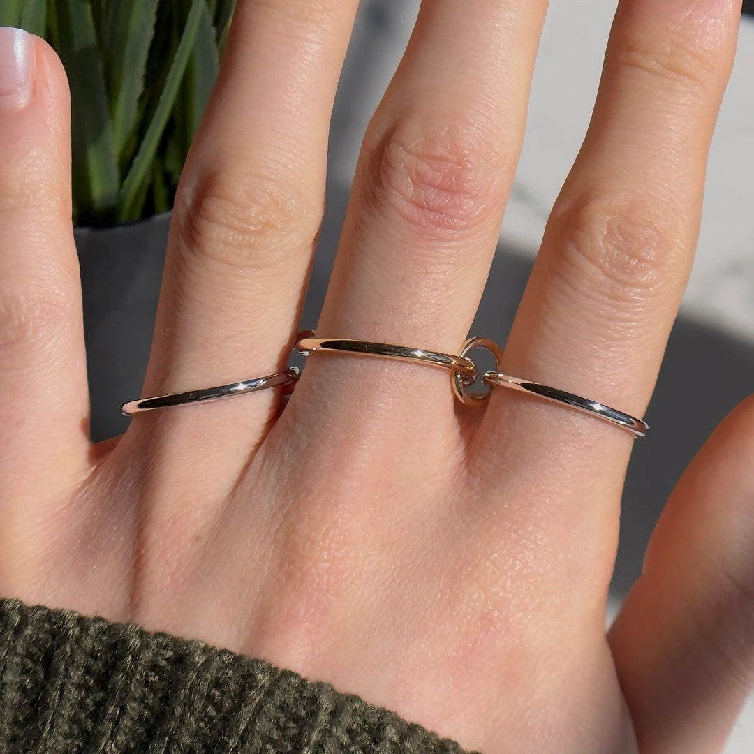 Triple Stacking/Modular Band Ring in 14K Yellow/Rose/White Gold