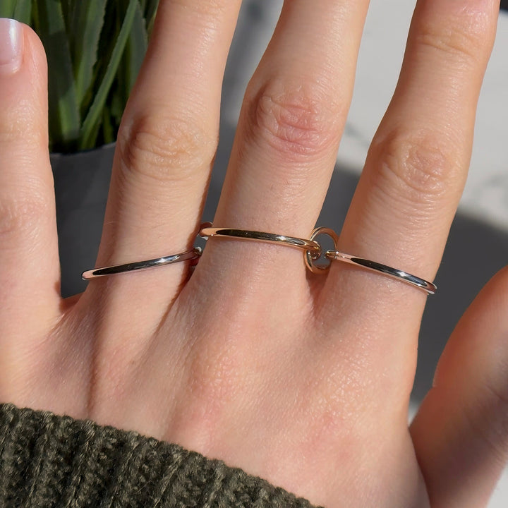 Triple Stacking/Modular Band Ring in 14K Yellow/Rose/White Gold