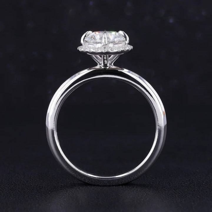 1.00ct Round Cut Diamond with Halo Ring in 10K Solid White Gold