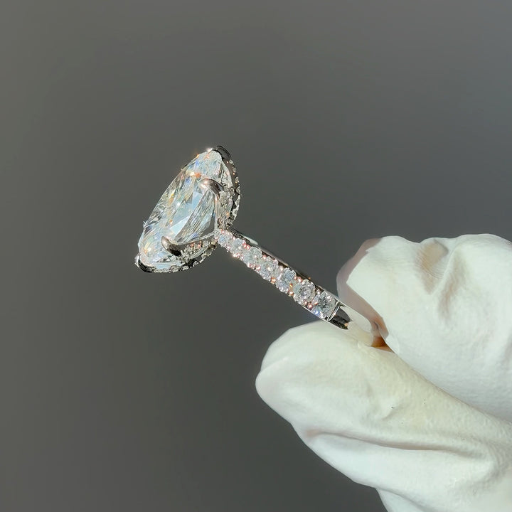 3.00ct Oval-Cut Lab-Grown Diamond Ring, "The Lotus Lace Bold"