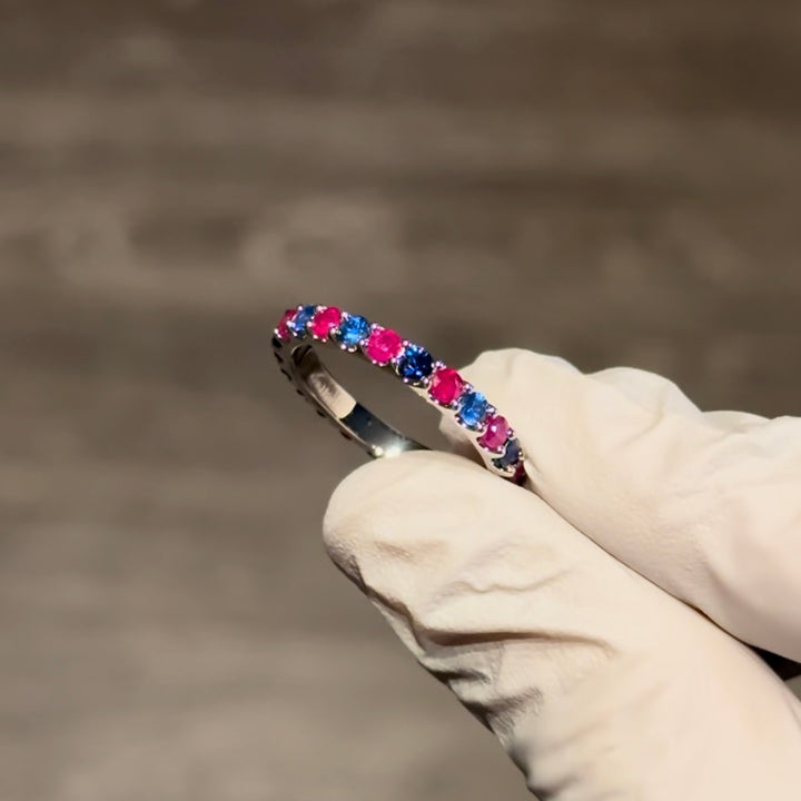 Customized™ 2.5mm, 2.00ctw Natural Ruby and Sapphire Eternity Band Ring in Platinum 950