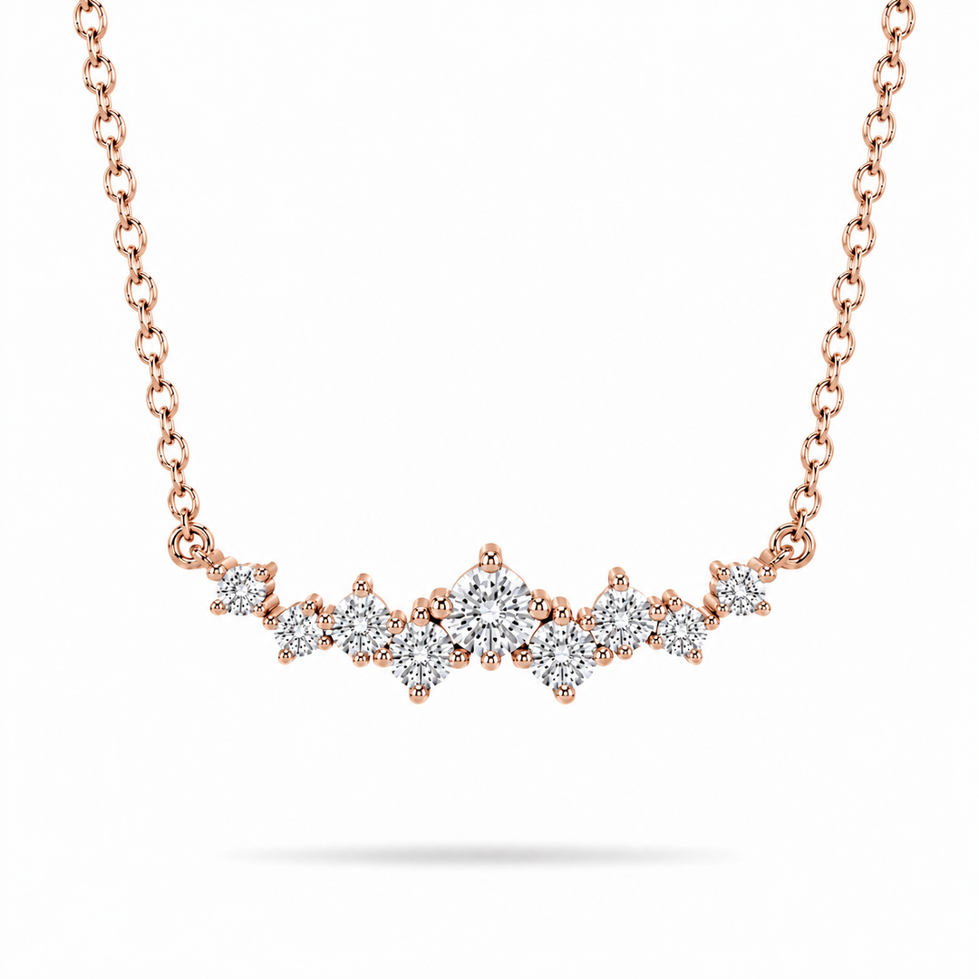 0.5ctw Lab Diamond Curved Cluster Pendant Necklace in 18K Solid White Gold
