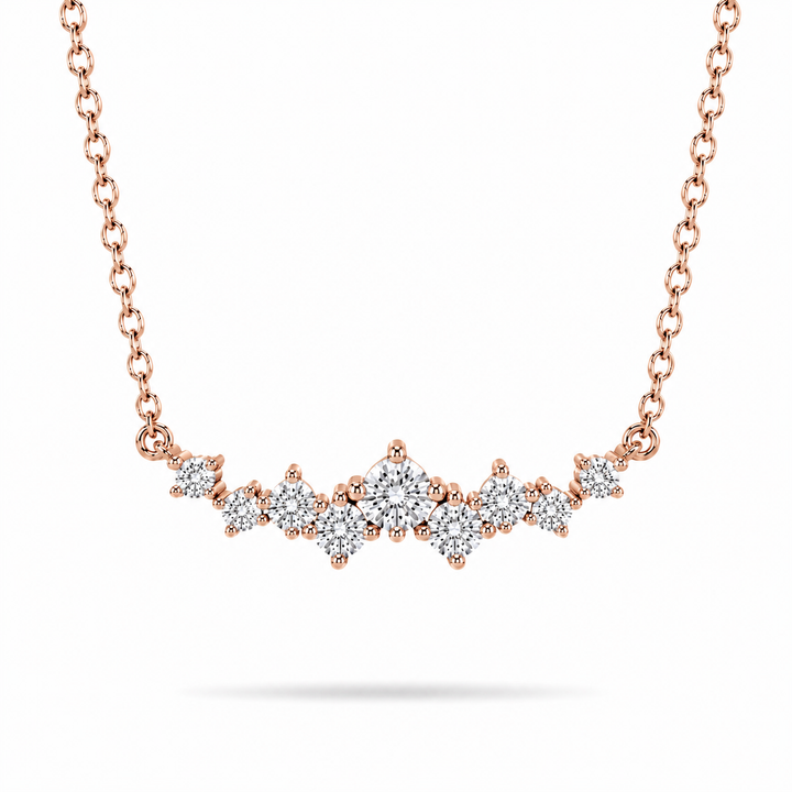0.5ctw Lab Diamond Curved Cluster Pendant Necklace in 18K Solid White Gold