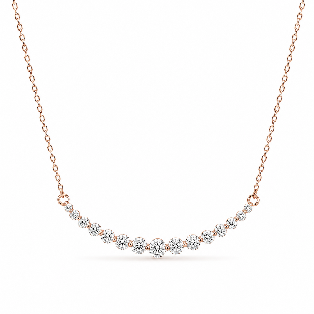 2.2ctw Lab Diamond Graduated Curved Bar Pendant Necklace