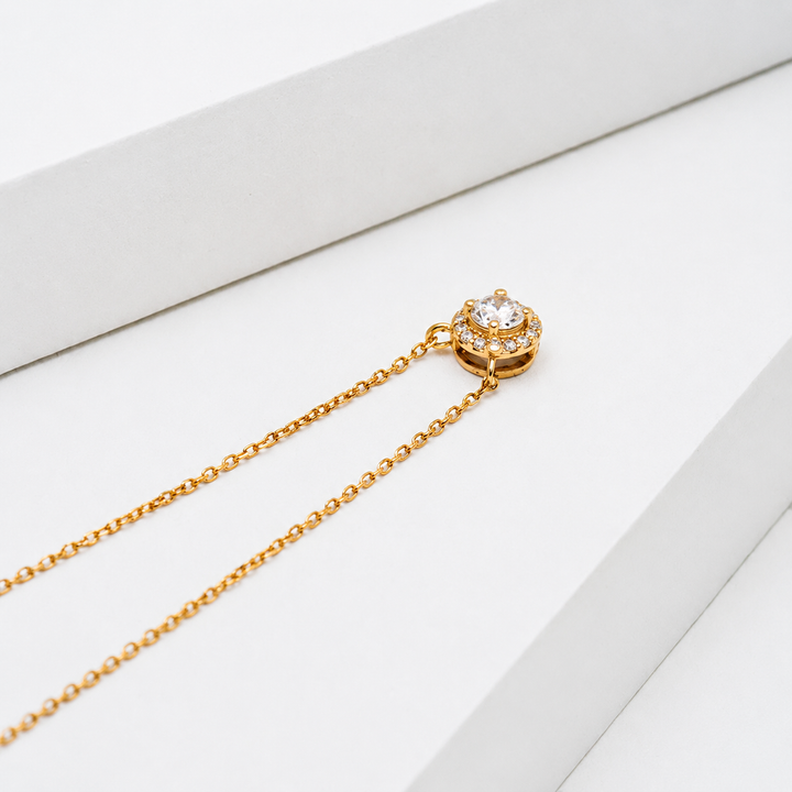 5mm, 0.5ct Round Cut Lab Diamond Pendant Necklace in 18K Solid Yellow Gold