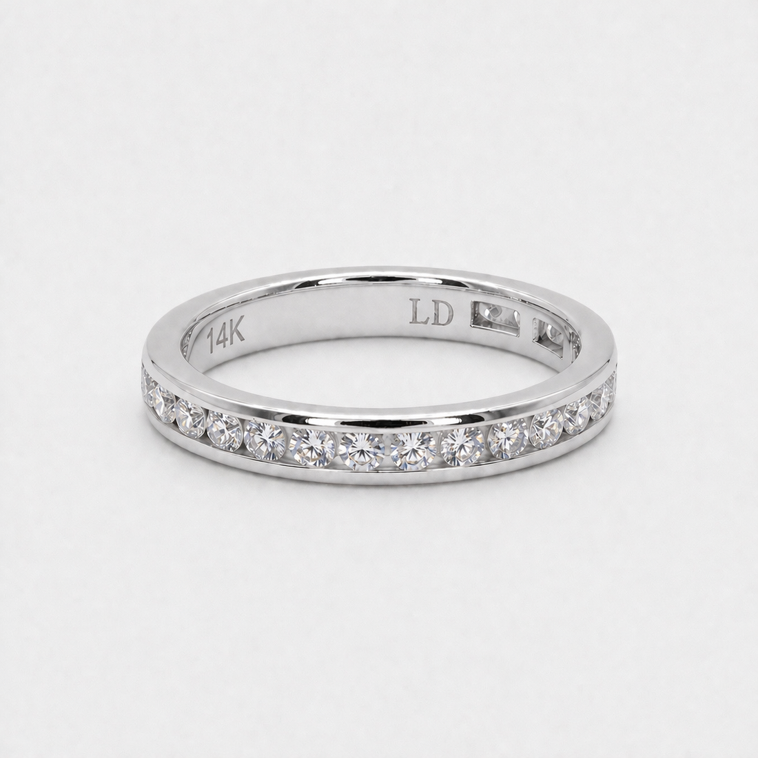 Channel-set lab diamond eternity band, 3mm, view 4