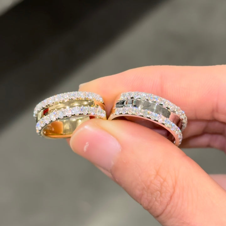 Customized™ 1.20ctw Two-Row Diamond Band Ring in Solid 14K White/Yellow Gold