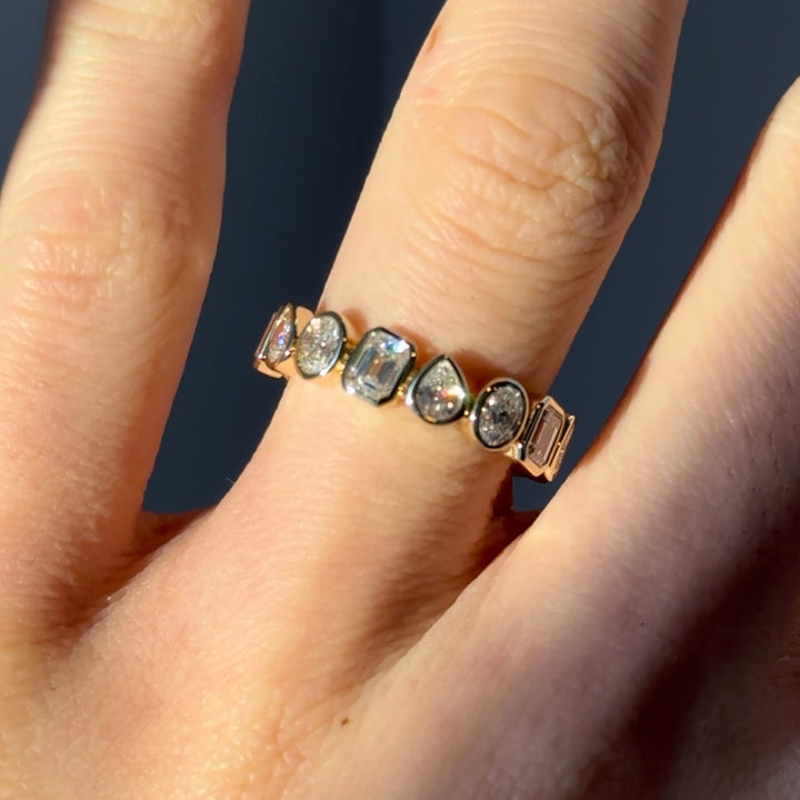 Customized™ 3mm, 3.00ctw Pear, Oval, and Emerald Lab-Grown Diamond Eternity Band Ring in Yellow Gold